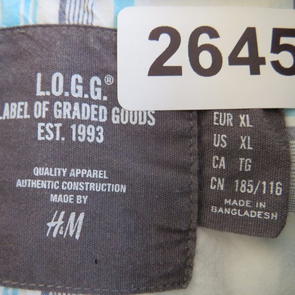 H&M* Men's Short Sleeve Snap Down Curved Hem Double Chest Pocket Shirt~ XL - Picture 3 of 12